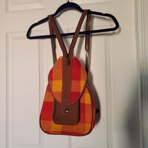 Cedano Leather Guatemala Loomed Backpack Shoulder Bag Check Plaid Boho Small